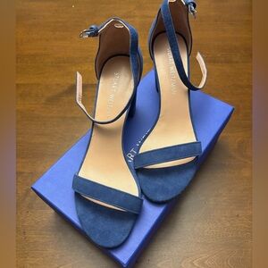 Stuart Weitzman Navy Suede Ankle-Strap Heels